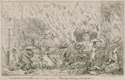 Chovendo gatos, cães e forcados de George Cruikshank