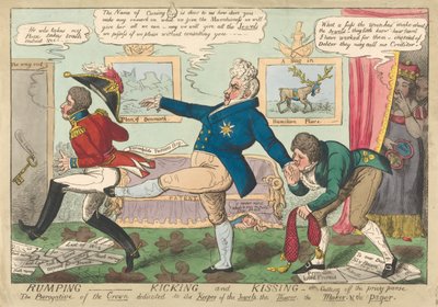 Brincar - dar pontapés e beijar - ou - cortar a bolsa privada de George Cruikshank