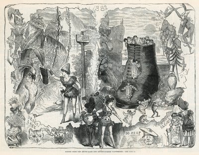 Cenas do Drury Lane e Covent Garden Pantomimes de George Cruikshank