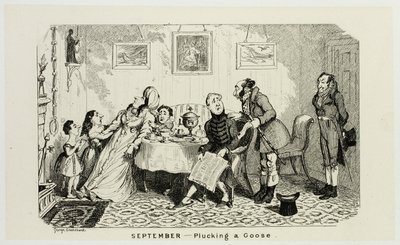 setembro - Depenar um ganso das gravuras em aço de George Cruikshank para The Comic Almanacks: 1835-1853 de George Cruikshank