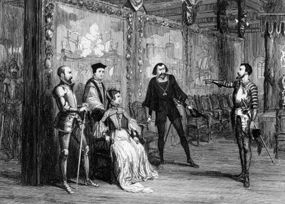Sir Thomas Wyatt que dita os termos para a Rainha Maria na Torre Branca, c1553 1840. de George Cruikshank