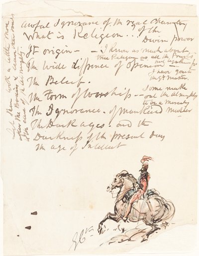 Esboço do Hussardo Montado de George Cruikshank
