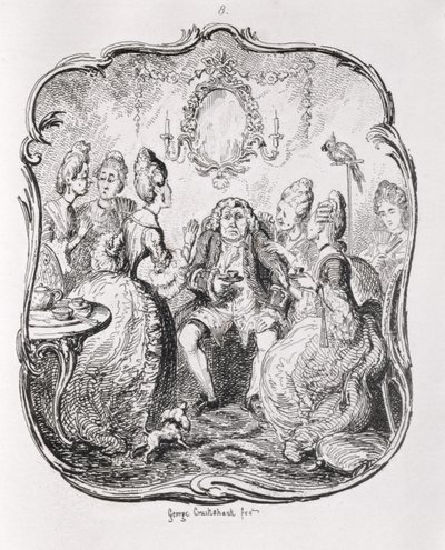 Squire Western e sua Lady Cousins, de "Tom Jones, a História de um Foundling", gravada pelo artista, ilustração de "The Works of Henry Fielding", pub. por Henry G. Bohn, 1853 de George Cruikshank