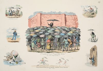 Capela do St Swithuns Campos do banho frio, bar. 1833 (gravura colorida à mão) de George Cruikshank
