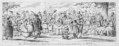 Os Bloomers em Hyde Park, ou uma Exposição Extraordinária para 1852 (gravura) de George Cruikshank