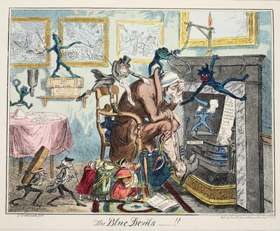 O Diabo Azul, pub. 1835 (gravura colorida à mão) de George Cruikshank