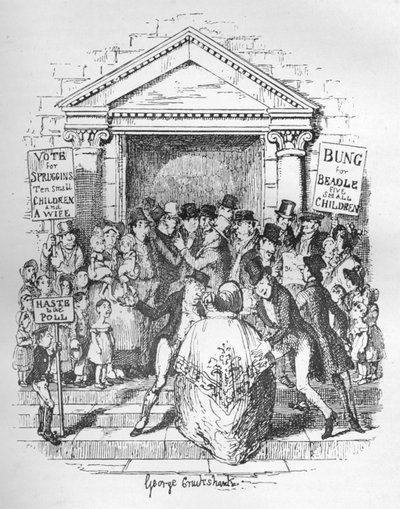 A eleição para Beadle, c1900 de George Cruikshank