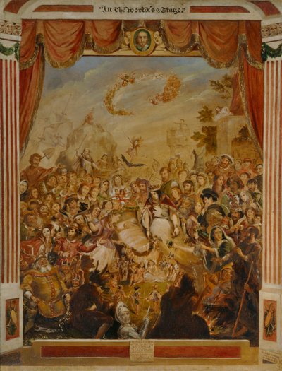 A Primeira Aparição de William Shakespeare no Palco do Globe Theatre de George Cruikshank