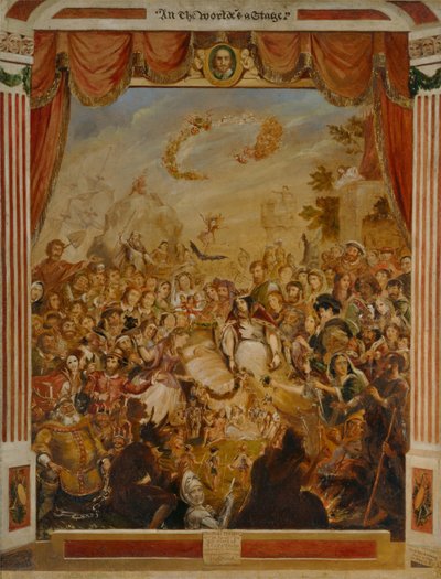 A primeira aparição de William Shakespeare no palco do Globe Theatre de George Cruikshank