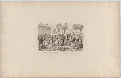 O primeiro dia de lançamento do xelim, 1851., 1851. de George Cruikshank