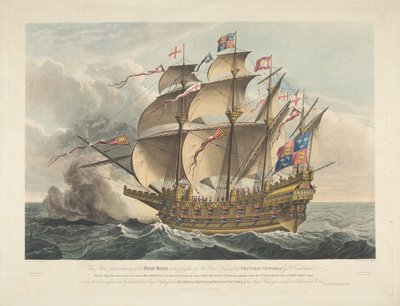 O Great Harry. O primeiro navio de guerra que transportava canhões de George Cruikshank