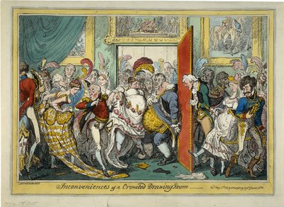 As inconveniências de uma sala de estar lotada, 1818 de George Cruikshank