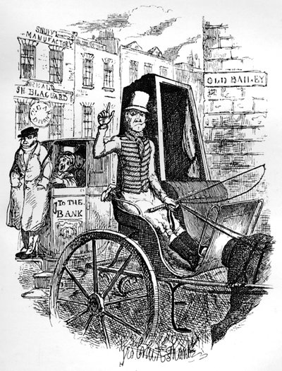 O último motorista de táxi e o primeiro ônibus Omnibus, c1900 de George Cruikshank