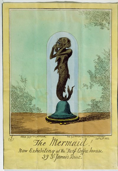A, sereia, agora, exibindo, em, a, relvado, café, casa, st., James, rua, 1822 de George Cruikshank