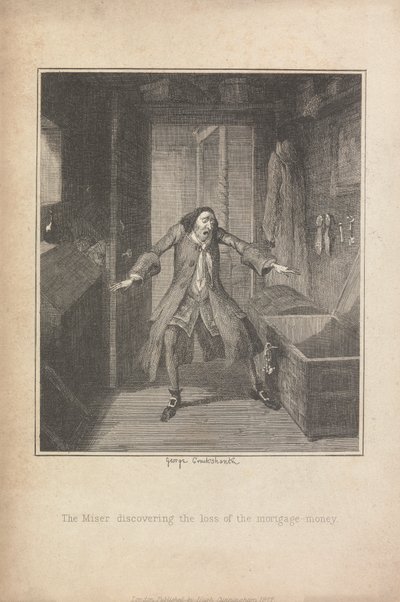 O Miser a descobrir a perda da hipoteca-money de George Cruikshank