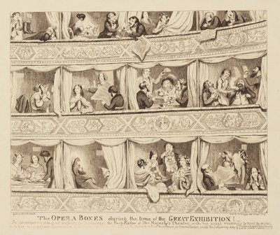 As caixas de ópera durante a época da grande exposição, 1851 de George Cruikshank