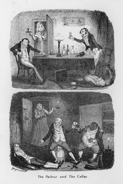 O Salão e a Adega (gravura) de George Cruikshank