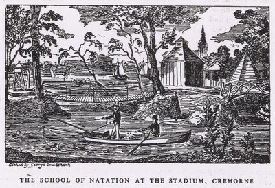 A escola de Natação no estádio, Cremorne Gardens de George Cruikshank