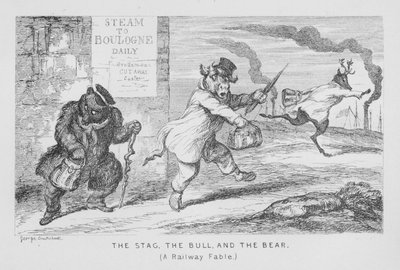 The Stag, The Bull, and The Bear, A Railway Fable (gravura) de George Cruikshank