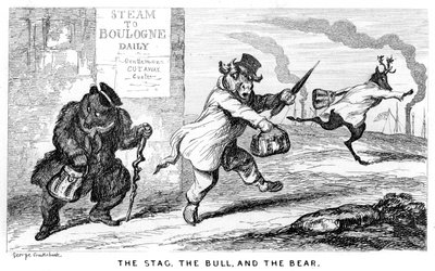 O veado, o touro e o urso, século XIX. de George Cruikshank