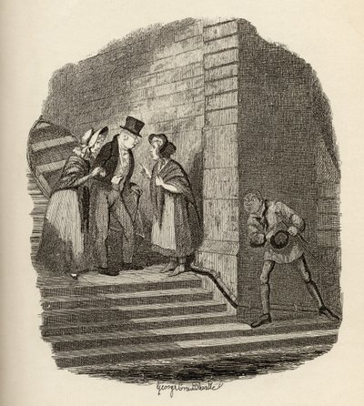 O encontro, de "As aventuras de Oliver Twist", de Charles Dickens (1812-1870), 1838, publicado por Chapman und Hall, 1901 de George Cruikshank
