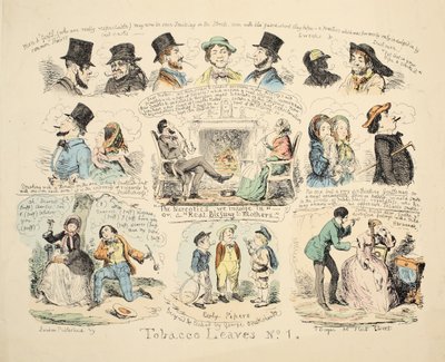 Folhas de tabaco n º 1, pub. 1851 (gravura colorida à mão) de George Cruikshank