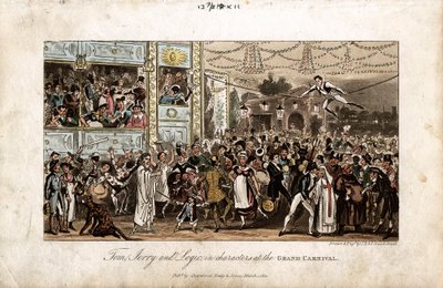 Tom, Jerry e lógica no grande carnaval, 1821 de George Cruikshank
