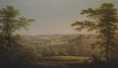 Easby Hall e Easby Abbey com Richmond, Yorkshire, em pano de fundo de George Cuitt