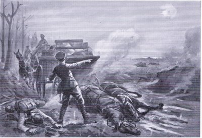 Corporal Ashworth reorganizando sua coluna de transporte sob fogo pesado (premiado DCM) de George Derville Rowlandson