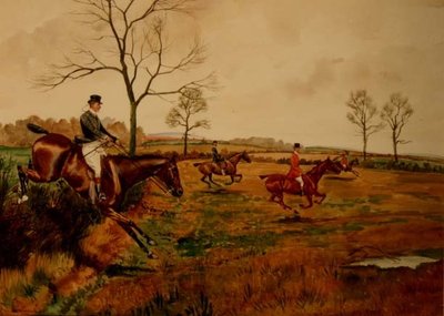 Hunt at Full Gallop (aguarela sobre papel) de George Derville Rowlandson