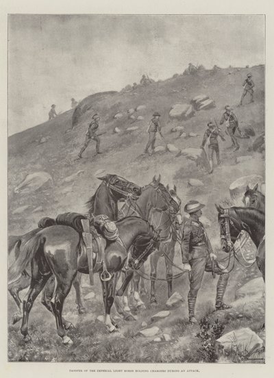 Trooper do Imperial Light Horse segurando carregadores durante um ataque de George Derville Rowlandson