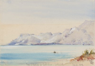 Da estação em Bordighera, olhando para o oeste, 25 de fevereiro de 1878 (wc no papel) de George Douglas Tinling