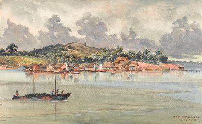 Inner Harbour, S Side, Cingapura, c.1859-62 (aquarela) de George E.L.S. Sanford