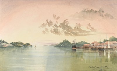 P&O Coalwharf, Inner Harbor Singapore, agosto 62 (aquarela) de George E.L.S. Sanford