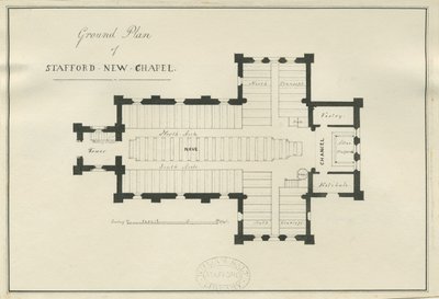 Stafford - Planta baixa da Igreja de Cristo: desenho com caneta e tinta, nd [c 1838] (desenho) de George E. Hamilton