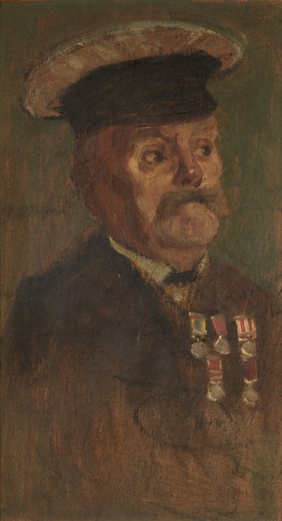 Retrato de J. Lennon, R.A., c. 1920 (óleo sobre painel) de George Edmund Butler