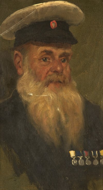 Retrato de J. Wilson, R.M.A., c.1920 (óleo sobre painel) de George Edmund Butler