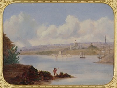 Casa do Governo e Pinch Gut Island, Porto de Sydney, século XIX de George Edward Peacock