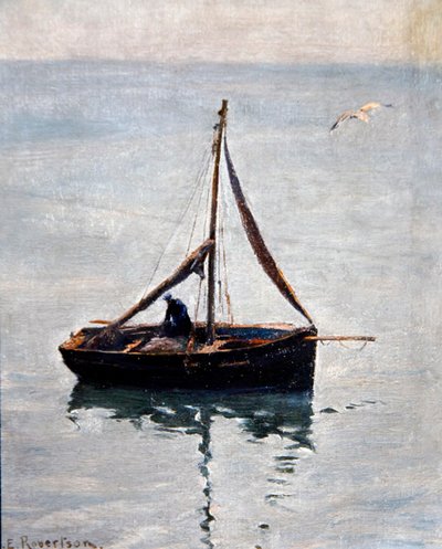 Conserto das Redes, c.1910 (óleo sobre tela) de George Edward Robertson