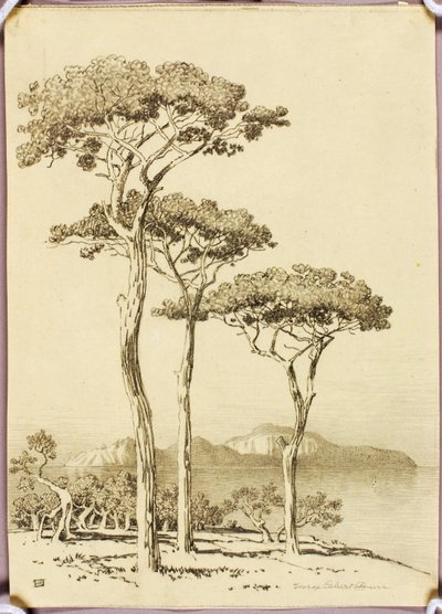 Sem título (desenho de transferência para Capri a partir de Sorrento) de George Elbert Burr
