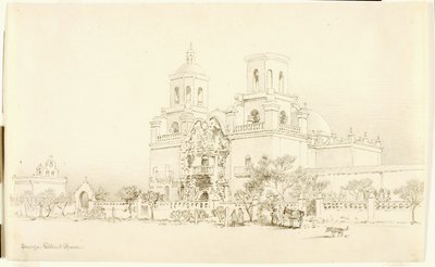 Sem título (desenho de transferência para a Missão de San Xavier, Tucson, Arizona) de George Elbert Burr
