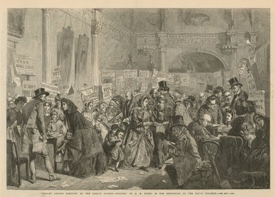 Eleições para órfãos infantis na Taverna de Londres (gravação) de George Elgar Hicks