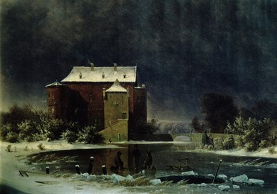 Casa assombrada na neve, 1848 (óleo) de George Emil Libert