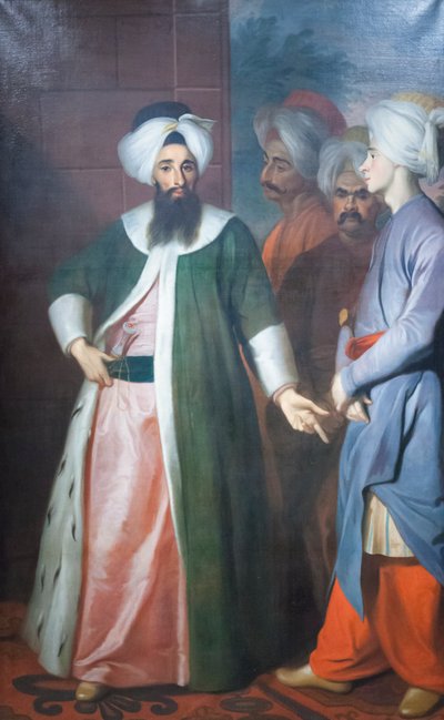 Kozbekci Mustafa Aga e a sua comitiva, c.1727 (óleo sobre tela) de George Engelhardt Schroeder