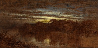 Crepúsculo no Avon, Ruínas do Castelo Kenilworth à distância (óleo a bordo) de George F. Teniswood