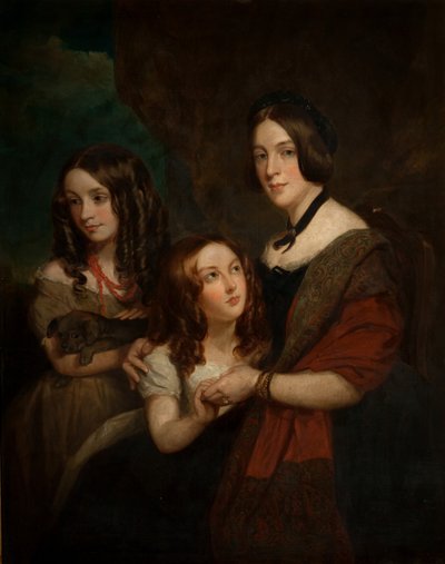 Lady Caroline Towneley com duas de suas filhas, Caroline e Emily (cópia após Francis Grant), 1860 de George Frederick Clarke