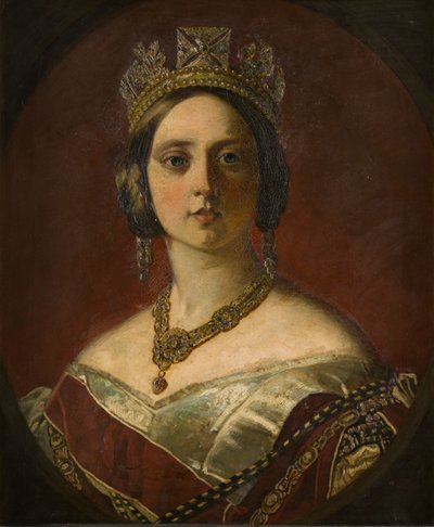 Retrato da Rainha Vitória, quando jovem (1819-1901), c.1843-1901 (óleo sobre tela) de George Frederick Clarke