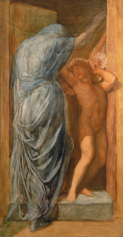 Amor e Morte (óleo no painel) de George Frederick Watts