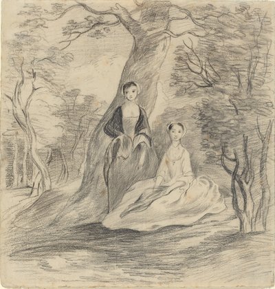 Duas garotas em uma paisagem de George Frost