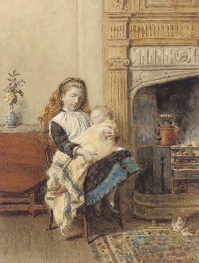 Cuidando do bebê, 1896 de George Goodwin Kilburne